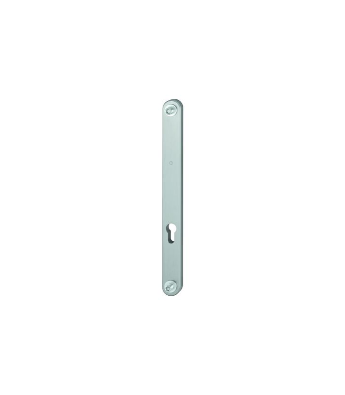 HOPPE Langschild 3247N, außen, mit Stütznocken, Profilzylinder gelocht, Entfernung 92mm, Türstärke min. 57mm, Türstärke maximal 62mm, grau, edelstahloptik matt
