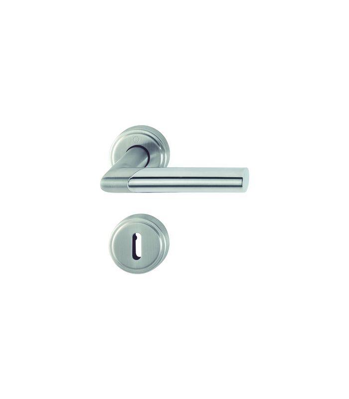HOPPE Drückergarnitur Amsterdam E1400Z/15KV/15KVS, Rosette, rund, Buntbart gelocht, Vierkant 8mm, DIN Links-Rechts, TS 37 - 42mm, mit Stütznocken, matt/poliert, DIY