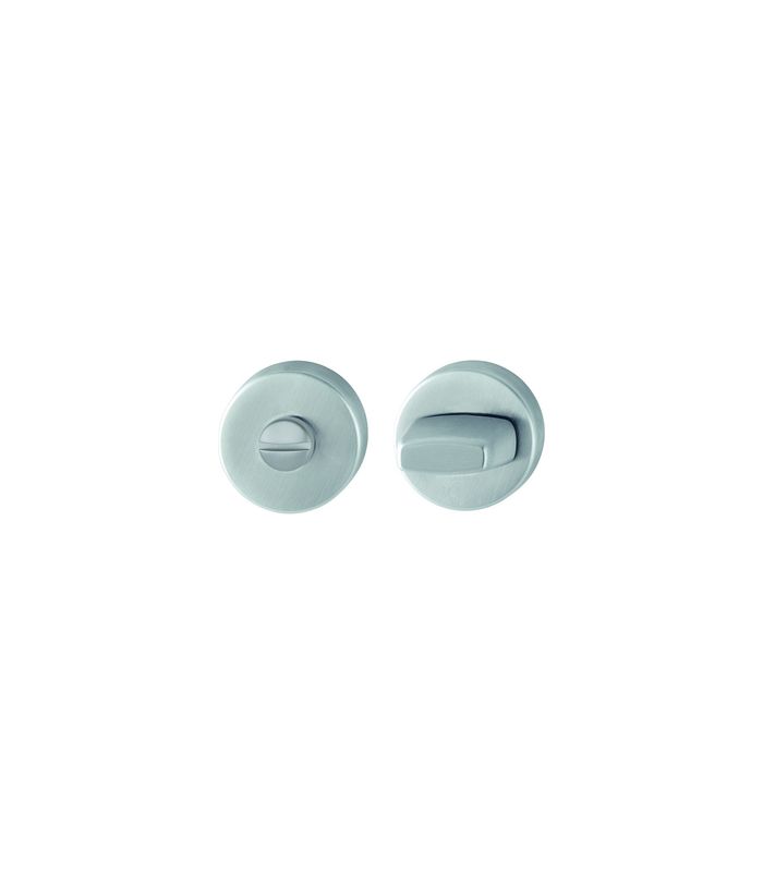 HOPPE Schlüsselrosettenpaar E42KVS, außen/innen, rund, mit Stütznocken, WC Schlitzkopf, Höhe 8mm, Türstärke min. 37mm, Türstärke maximal 42mm, grau, edelstahl matt, DIY