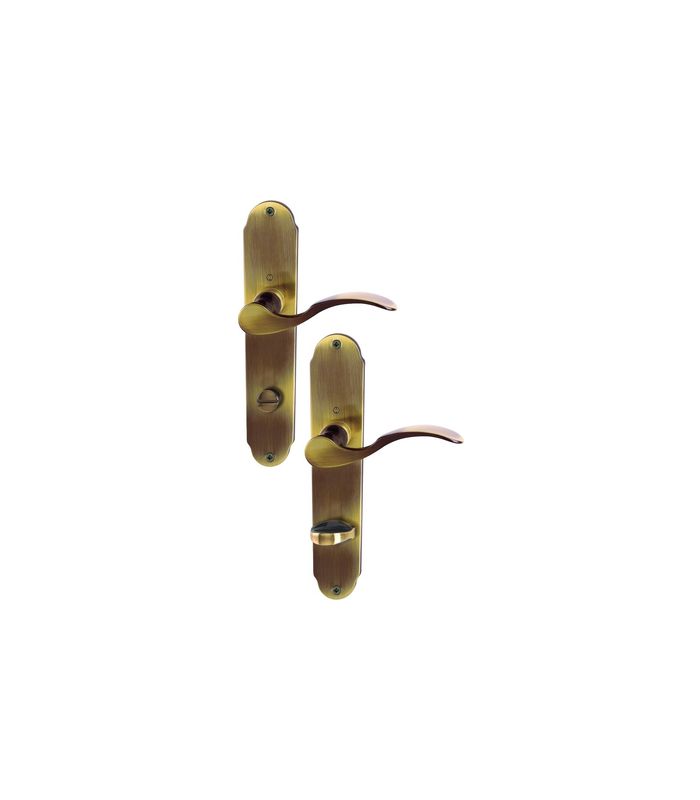 HOPPE Drückergarnitur Caracas M112SLN/2021, Langschild, konisch, WC Schlitzkopf, Entfernung 78mm, Vierkant 8mm, Riegel-Vierkant 8mm, Türstärke 37 - 42mm, Befestigungstechnik ohne Stütznocken, braun, messing brüniert, DIY