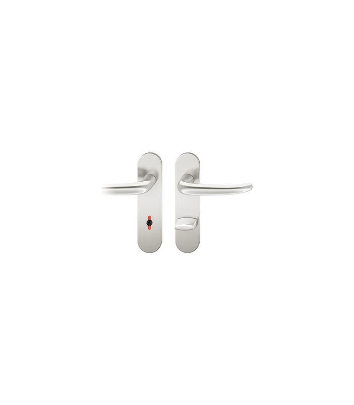 FSB Drückergarnitur 12 1023, Kurzschild, oval, WC Schauscheibe/Schlitzkopf, Entfernung 78mm, Vierkant 8mm, Riegel-Vierkant 8mm, Türstärke 39 - 58mm, Befestigungstechnik mit Stütznocken, braun, dunkelbronze, patiniert gewachst