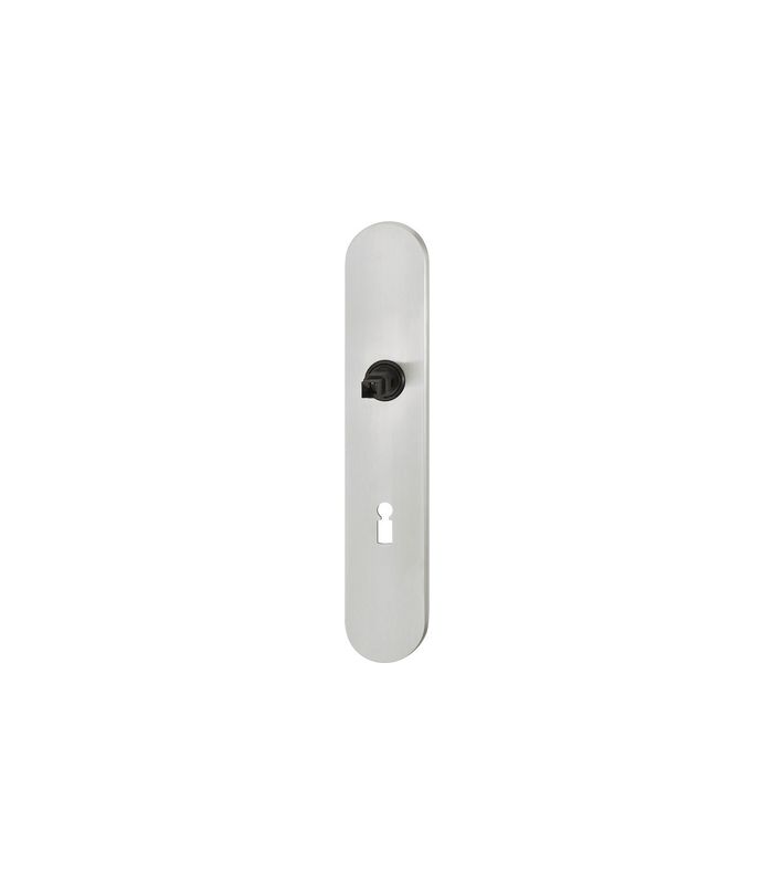 FSB Langschild ASL® 12 1418, außen/innen, oval, mit Stütznocken, Buntbart gelocht, Entfernung 72mm, Türstärke min. 39mm, Türstärke maximal 58mm, grau, edelstahl, fein matt