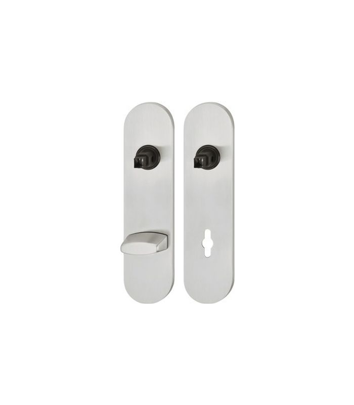 FSB Kurzschildpaar ASL® 12 1451, außen/innen, oval, mit Stütznocken, WC Schauscheibe/Schlitzkopf, Entfernung 78mm, grau, edelstahl, fein matt