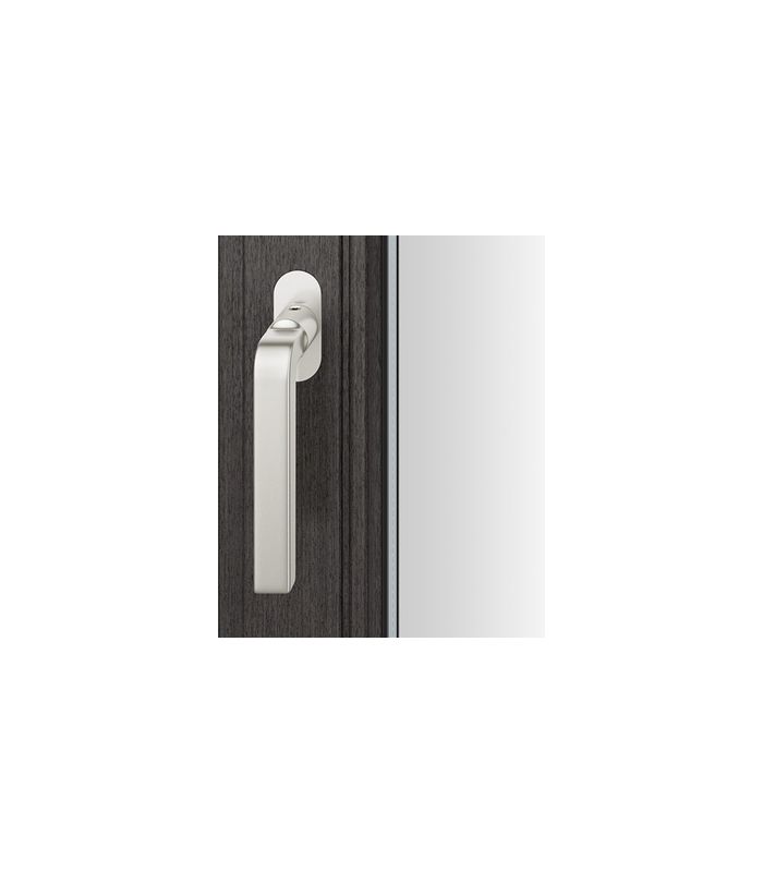 Drehkipp- Fenstergriff 34 1004, mit ovaler schmaler Rosette, Vierkant 7x 14-28, schwarz, tiefschwarz farbig kunststoffbeschichtet