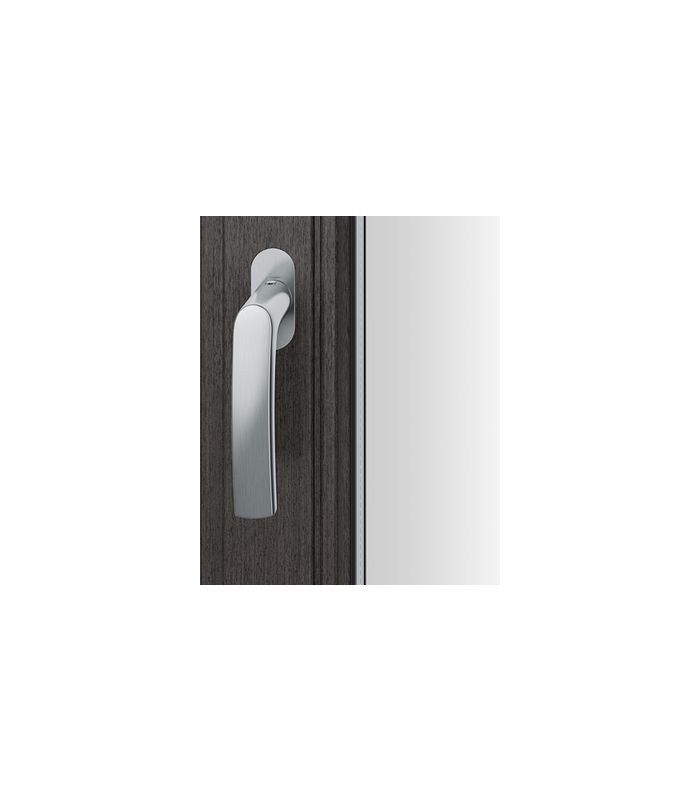 Drehkipp- Fenstergriff 34 1015, mit ovaler schmaler Rosette, Vierkant 7x 14-28, hellbronze patiniert gewachst