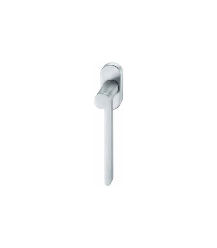 Drehkipp- Fenstergriff 34 1021, mit ovaler Rosette, Vierkant 7x 24-38, DIN Links, edelstahl fein matt