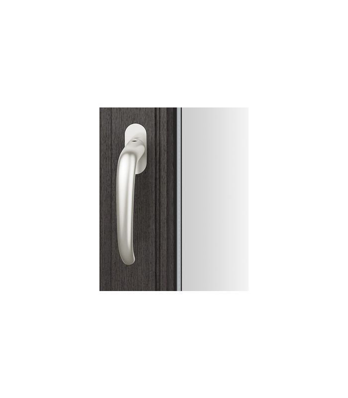 Drehkipp- Fenstergriff 34 1023, mit ovaler schmaler Rosette, Vierkant 7x 14-28, hellbronze patiniert gewachst