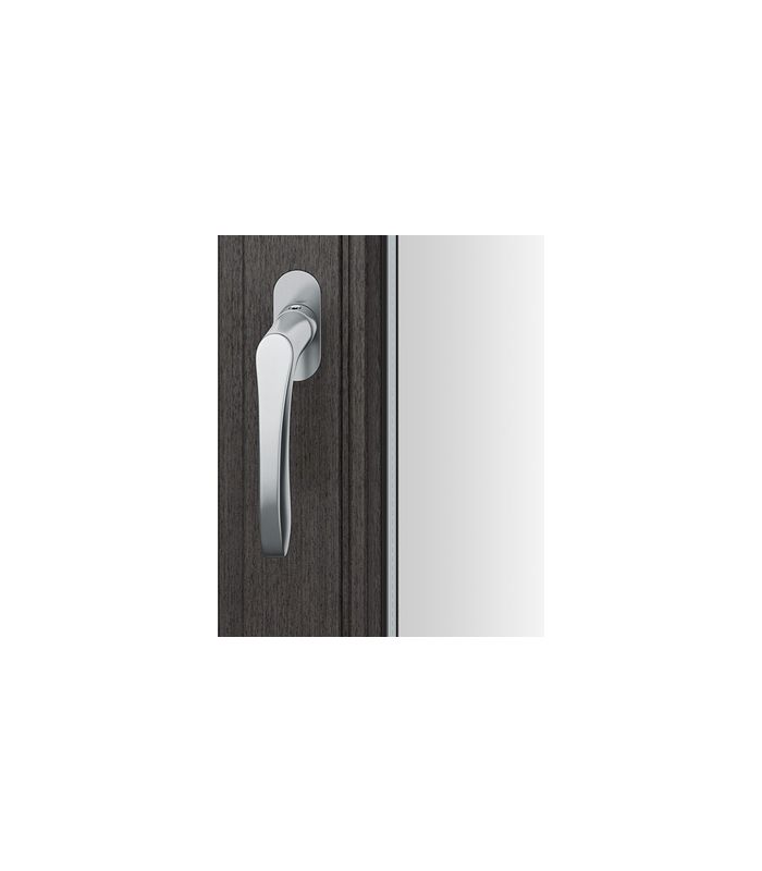 Drehkipp- Fenstergriff 34 1106, mit ovaler schmaler Rosette, Vierkant 7x 14-28, hellbronze patiniert gewachst