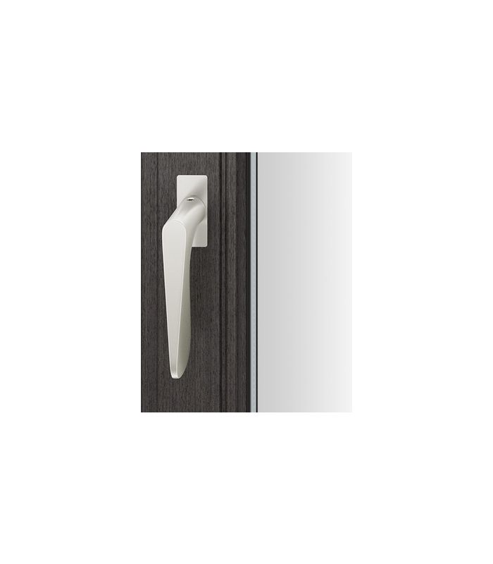 Drehkipp- Fenstergriff 34 1144, mit schmaler eckiger Rosette, Vierkant 7x 14-28, weiß, verkehrsweiß farbig kunststoffbeschichtet