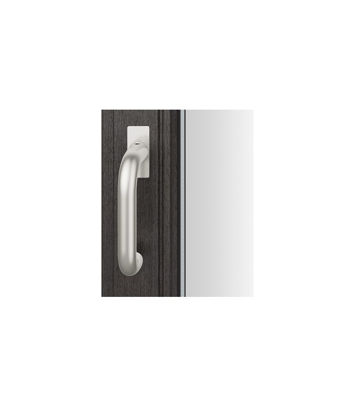 Drehkipp- Fenstergriff 34 1146, mit schmaler eckiger Rosette, Vierkant 7x 14-28, naturfarbig eloxiert
