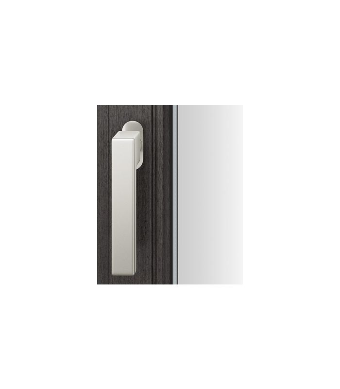 Drehkipp- Fenstergriff 34 1183, mit ovaler schmaler Rosette, Vierkant 7x 14-28, edelstahl fein matt