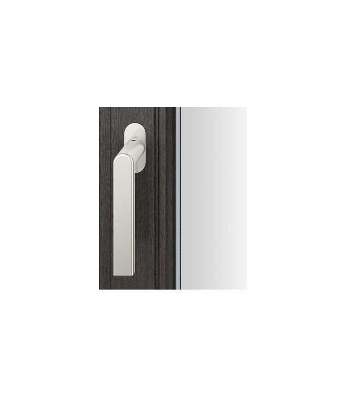 Drehkipp- Fenstergriff 34 1244, mit ovaler schmaler Rosette, Vierkant 7x 14-28, edelstahl fein matt