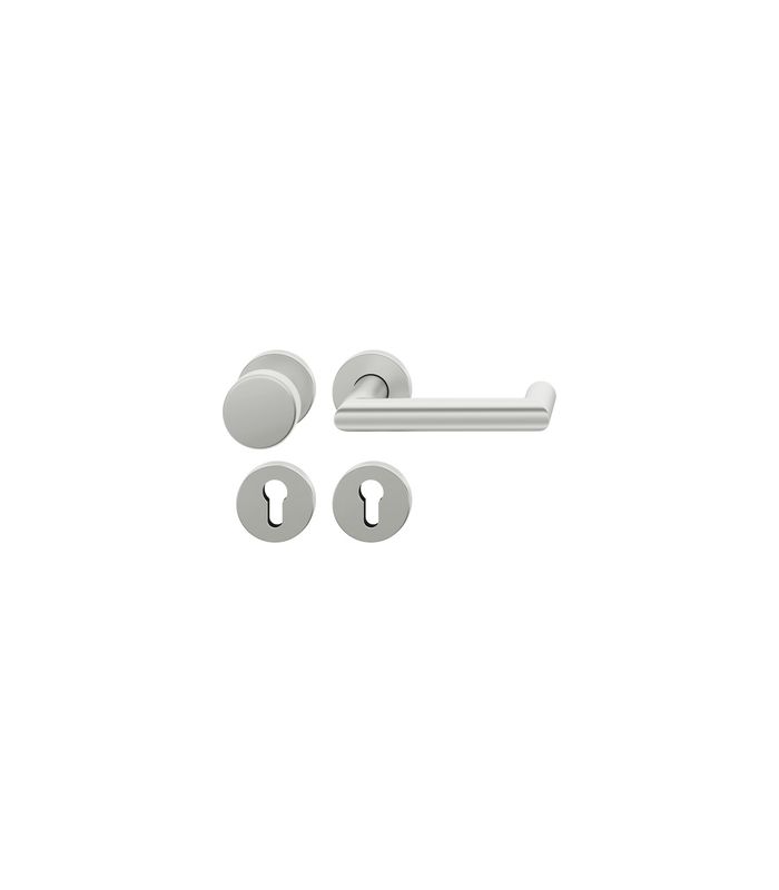 FSB Wechselgarnitur 79 1016, Rosette, rund, Profilzylinder gelocht, Vierkant 9mm, DIN Links, TS 39 - 48mm, mit Stütznocken, silber, naturfarben eloxiert, Ausgleichslager® 3
