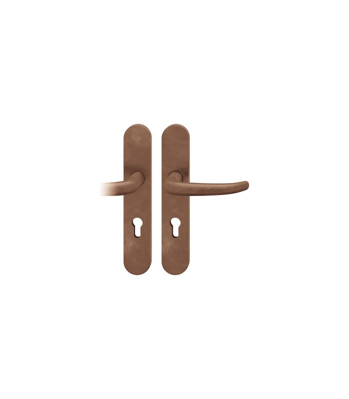 Drückergarnitur 72 1023 LS oval ,PZ72/8,DL,hellbr.,TS 39-48,35°