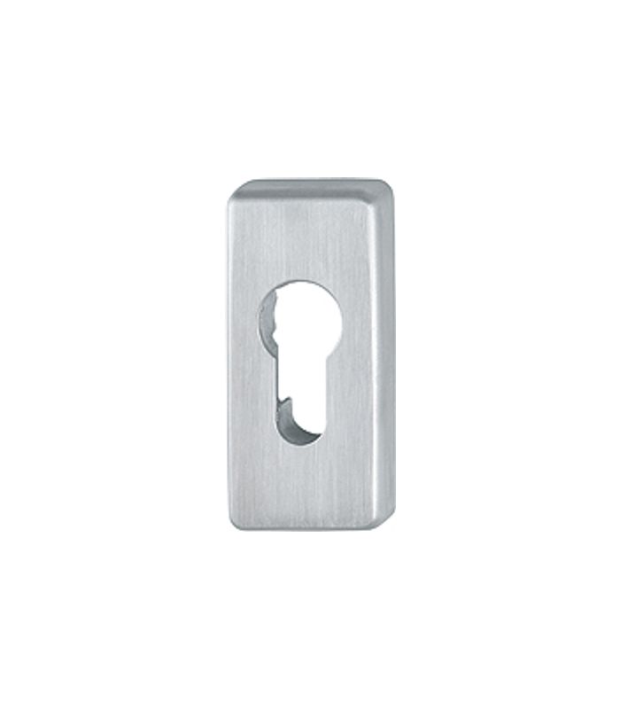HOPPE Schlüsselrosette E44S, außen/innen, eckig, ohne Stütznocken, Profilzylinder gelocht, 8mm, edelstahl matt
