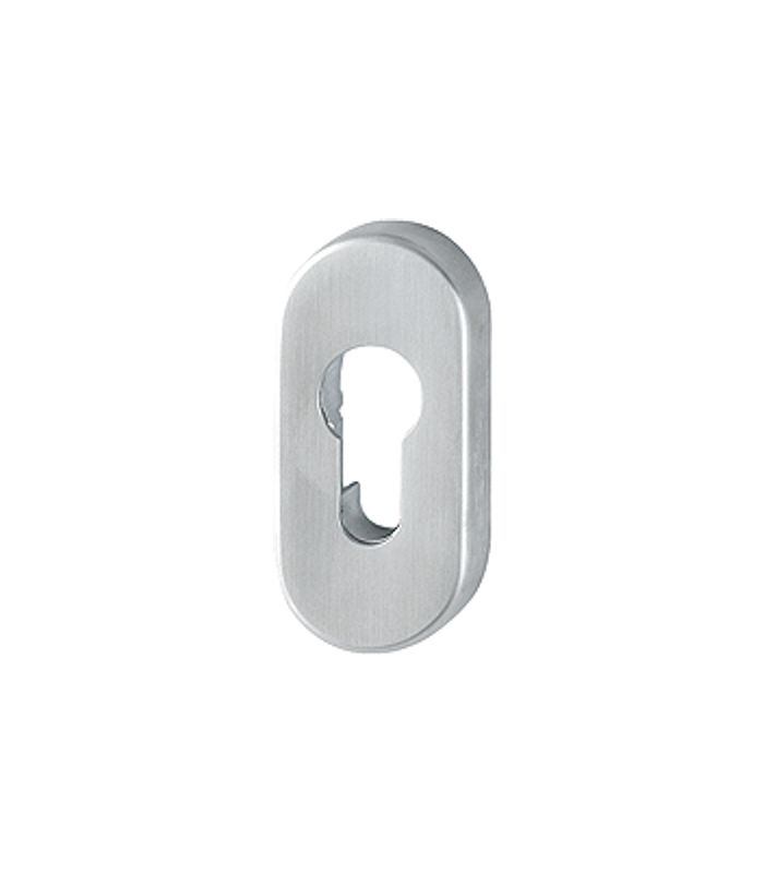 HOPPE Schlüsselrosette E55S, außen/innen, oval, ohne Stütznocken, Profilzylinder gelocht, 8mm, edelstahl matt-SecuSan