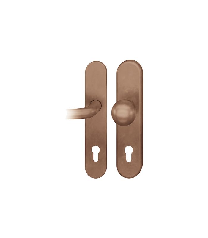 FSB Sicherheits-Wechselgarnitur 73 7375, Langschild oval, 11mm, ES 1, ohne Zylinderabdeckung, Profilzylinder gelocht, Entfernung 72mm, Vierkant 8mm, Türstärke 40-42mm, hellbronze patiniert gewachst