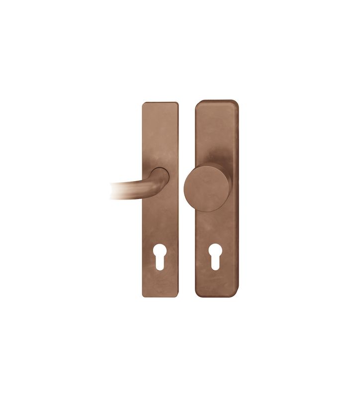 FSB Sicherheits-Wechselgarnitur 73 7376, Langschild eckig, 15mm, ES 1, ohne Zylinderabdeckung, Profilzylinder gelocht, Entfernung 92mm, Vierkant 10mm, Türstärke 67-69mm, hellbronze patiniert gewachst