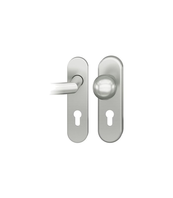 FSB Sicherheits-Wechselgarnitur 73 7377, Kurzschild oval, 11mm, ES 1, ohne Zylinderabdeckung, Profilzylinder gelocht, Entfernung 72mm, Vierkant 8mm, Türstärke 40-42mm, naturfarben eloxiert