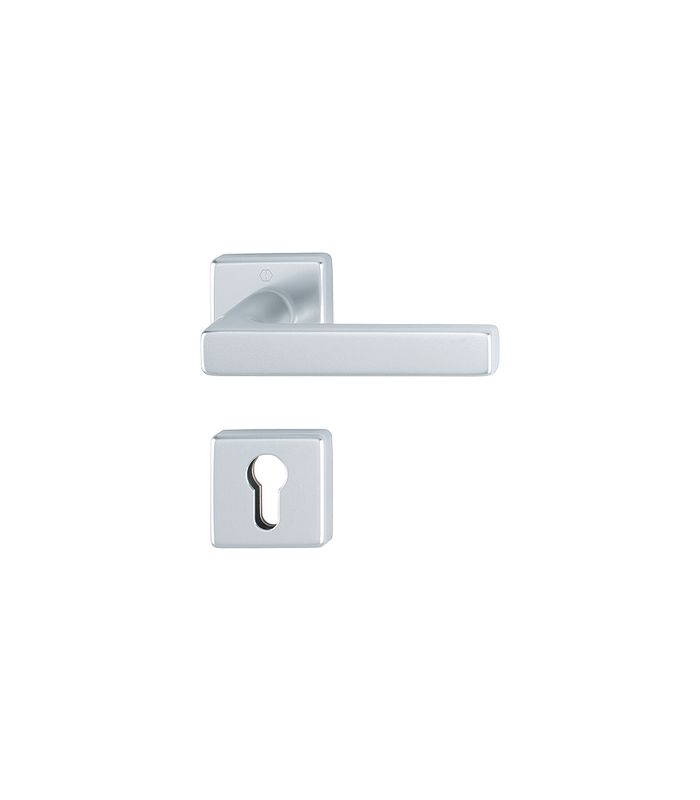 HOPPE Halbgarnitur Dallas 1643/52/52S, Rosette, Profilzylinder gelocht, Vierkant 8mm, DIN Links-Rechts, Befestigungstechnik mit Stütznocken, silber, naturfarben, eloxiert