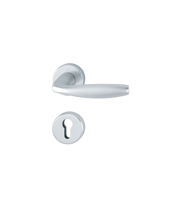 HOPPE Halbgarnitur New York 1810H/42/42S, Rosette, Profilzylinder gelocht, Vierkant 8mm, DIN Links-Rechts, Befestigungstechnik mit Stütznocken, silber, naturfarben, eloxiert