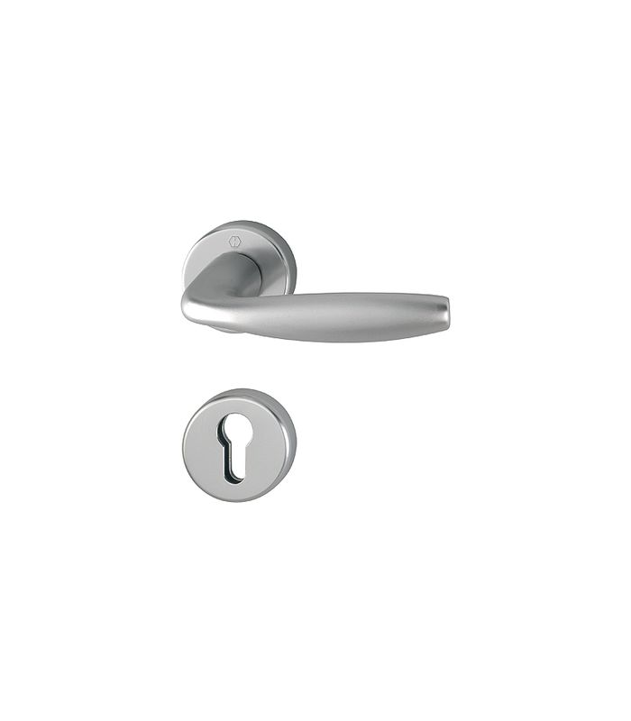 HOPPE Halbgarnitur New York 1810H/42/42S, Rosette, Profilzylinder gelocht, Vierkant 8mm, DIN Links-Rechts, Befestigungstechnik mit Stütznocken, grau, stahlfarbig, eloxiert