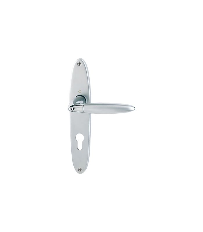 HOPPE Drückergarnitur Athinai M156/343, Langschild, Design, Profilzylinder gelocht, Entfernung 72mm, Vierkant 8mm, Türstärke 37 - 47mm, Befestigungstechnik ohne Stütznocken, silber, verchromt/matt verchromt-Resista