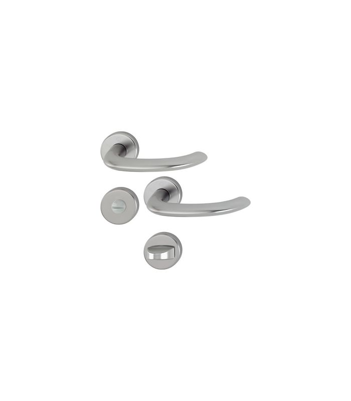 HOPPE Drückergarnitur Marseille 1138/42KV/42KVS, Rosette, WC Schlitzkopf, Vierkant 8mm, Riegel-Vierkant 8mm, DIN Links-Rechts, TS 37 - 42mm, Befestigungstechnik mit Stütznocken, grau, stahlfarbig, eloxiert