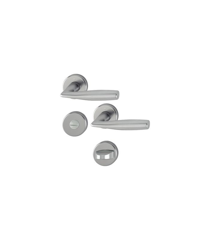 HOPPE Drückergarnitur Vitória 1515/42KV/42KVS, Rosette, WC Schlitzkopf, Vierkant 8mm, Riegel-Vierkant 8mm, DIN Links-Rechts, TS 37 - 42mm, Befestigungstechnik mit Stütznocken, grau, stahlfarbig, eloxiert