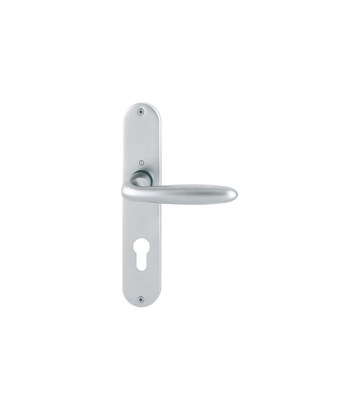 HOPPE Drückergarnitur Verona M151/302, Langschild, oval, Profilzylinder gelocht, Entfernung 72mm, Vierkant 8mm, Türstärke 37 - 47mm, Befestigungstechnik ohne Stütznocken, silber, matt verchromt-Resista