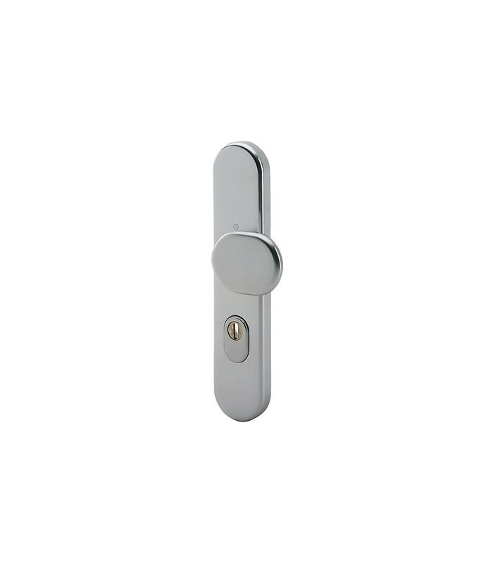 HOPPE Sicherheits-Halbgarnitur 86G/3332ZA, Langschild oval, 15mm, ES 1, mit Zylinderabdeckung, Profilzylinder gelocht, Entfernung 72mm, Vierkant 8mm, Türstärke 37-42mm, stahlfarbig eloxiert