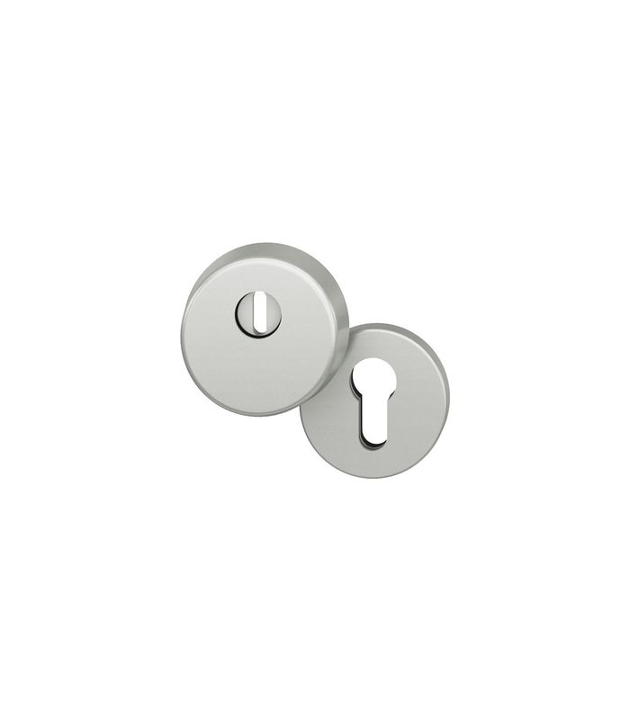 FSB Schutzrosetten-Satz 73 7395, rund, 12,5mm, ES 1, mit Zylinderabdeckung/Profilzylinder gelocht, naturfarben eloxiert, Türstärke 67 - 69mm, Durchmesser Rosette (außen)61,5mm