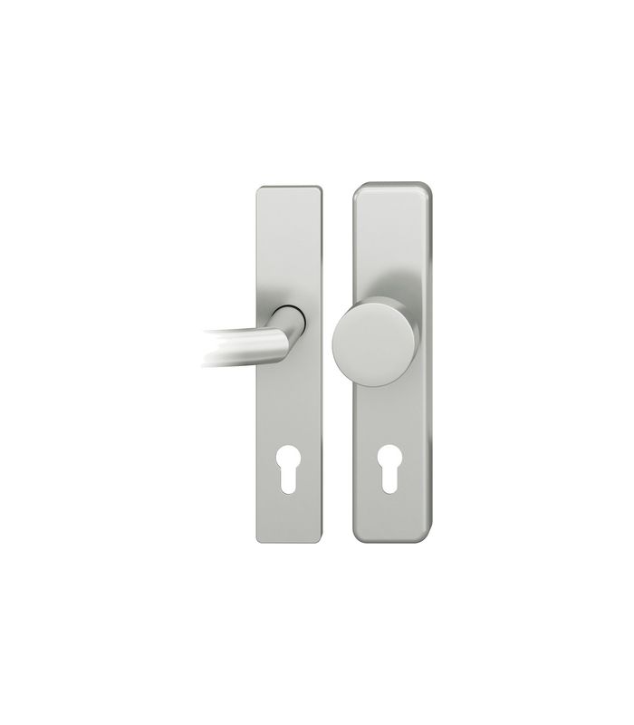 FSB Sicherheits-Wechselgarnitur 73 7576, Langschild eckig, 15mm, ES 1, ohne Zylinderabdeckung, Profilzylinder gelocht, Entfernung 72mm, Vierkant 9mm, Türstärke 53-57mm, naturfarben eloxiert