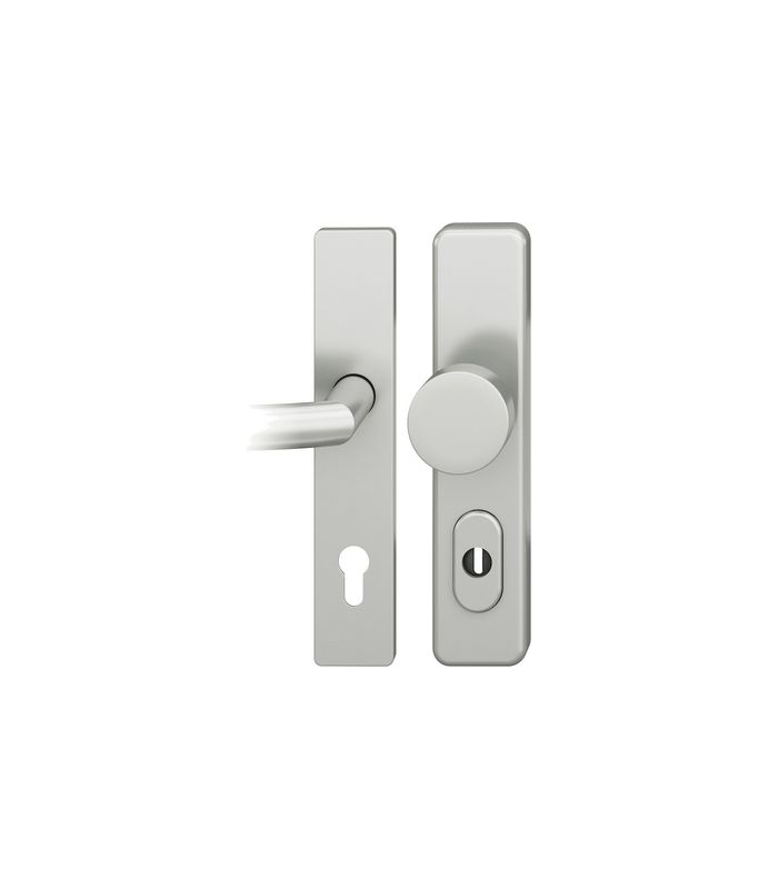 FSB Sicherheits-Wechselgarnitur 73 7576, Langschild eckig, 15mm, ES 3, mit Zylinderabdeckung, Profilzylinder gelocht, Entfernung 72mm, Vierkant 9mm, Türstärke 53-57mm, naturfarben eloxiert