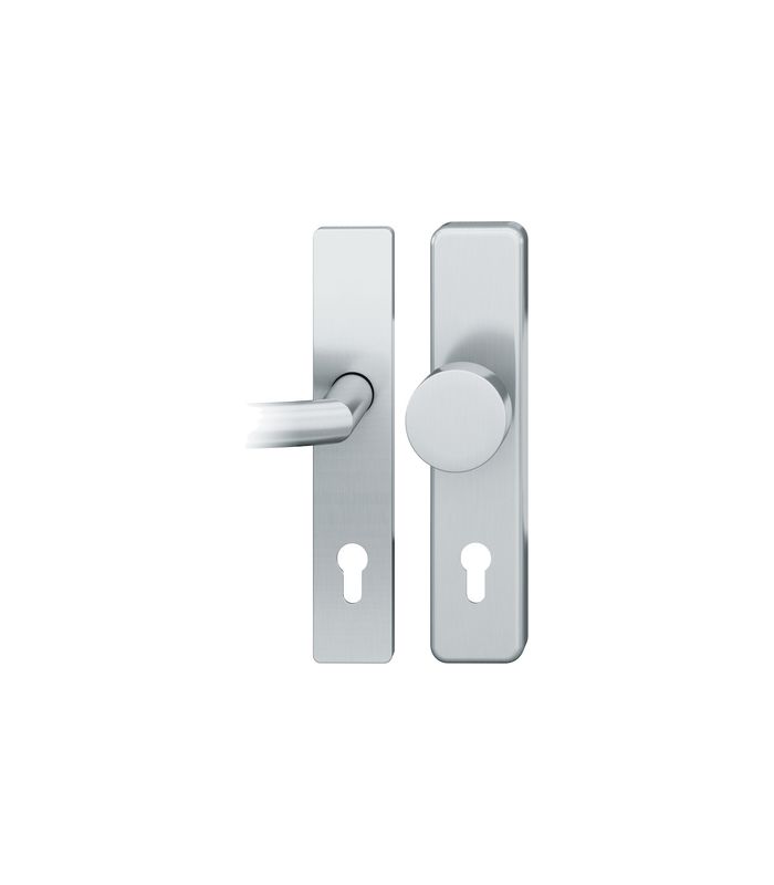 FSB Sicherheits-Wechselgarnitur 73 7576, Langschild eckig, 15mm, ES 1, ohne Zylinderabdeckung, Profilzylinder gelocht, Entfernung 72mm, Vierkant 9mm, Türstärke 53-57mm, edelstahl fein matt