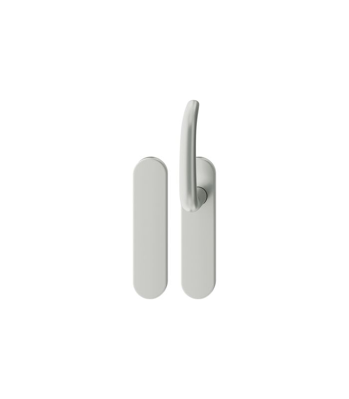 FSB Standflügelgarnitur 79 1053, Kurzschild, oval, Blind/ungelocht, Vierkant 9mm, Türstärke 39 - 48mm, Befestigungstechnik mit Stütznocken, silber, naturfarben, eloxiert