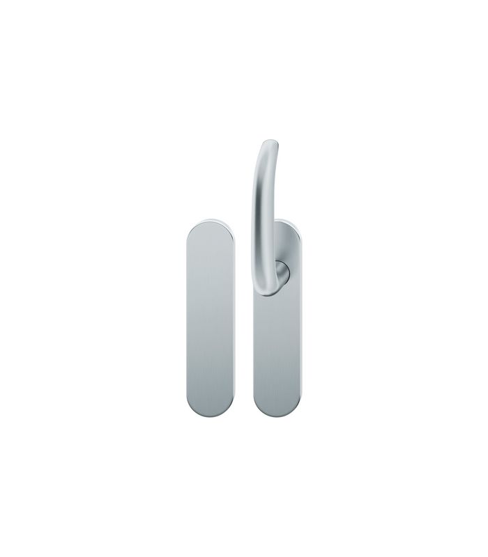 FSB Standflügelgarnitur 79 1053, Kurzschild, oval, Blind/ungelocht, Vierkant 9mm, Türstärke 39 - 48mm, Befestigungstechnik mit Stütznocken, grau, edelstahl, fein matt