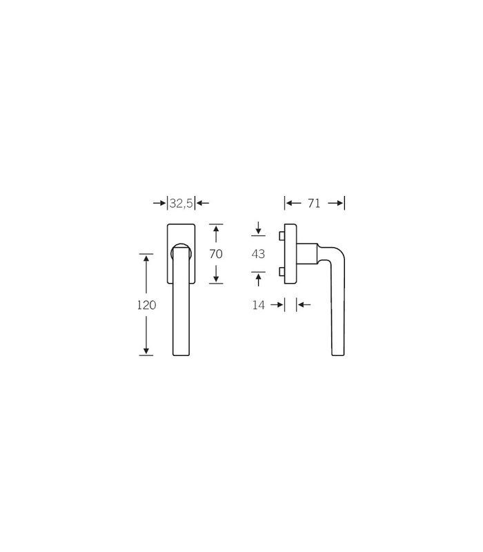 Fenstergriff 34 1004 Stand.,schm.eck.,7/24-38,ER