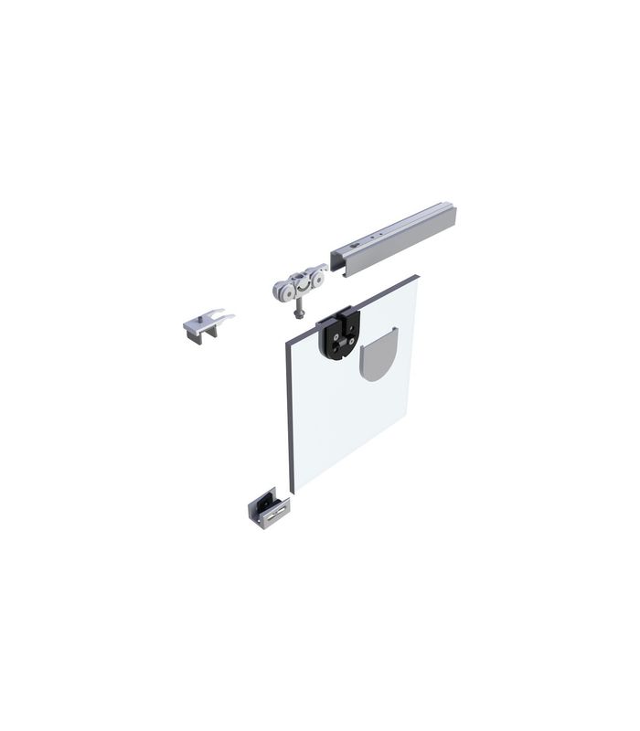 Schiebetürbeschlag,ohne Laufschiene 73, EV1 eloxiert Kappe rund 8-10 mm ESG/VSG