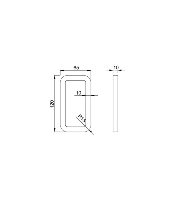 OT-Schiebetürmuschel, 5281, eckig, Aluminium, edelstahloptik eloxiert