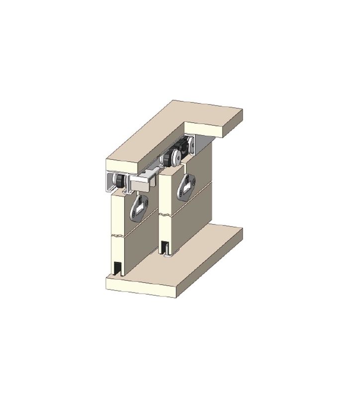 Schiebetürbeschlag,einliegend 54, 3 Flügel Anlagen einliegend,b.50 kg