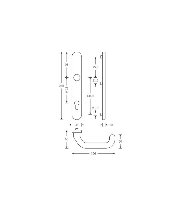 FS Drückergarnitur 06 7816 LS oval ,PZ92/9,F1,TS 48-57