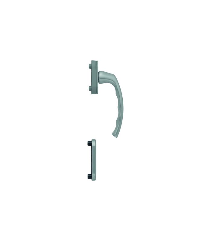 Fenstertür- Halbgarnitur, Profilzylinder gelocht, Liège 0540/U26/49PNS, Nockendurchmesser 10, Aluminium stahlfarbig