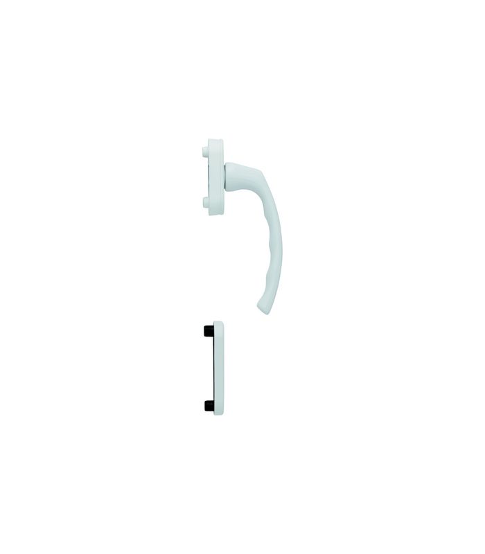 Fenstertür- Halbgarnitur, Profilzylinder gelocht, Liège 0540/U26/49PNS, Nockendurchmesser 10, Aluminium verkehrsweiß