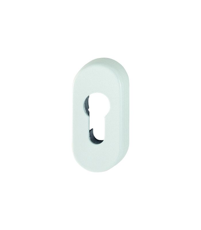 HOPPE Schlüsselrosette 55S, außen/innen, oval, ohne Stütznocken, Profilzylinder gelocht, 10mm, verkehrsweiß, beschichtet