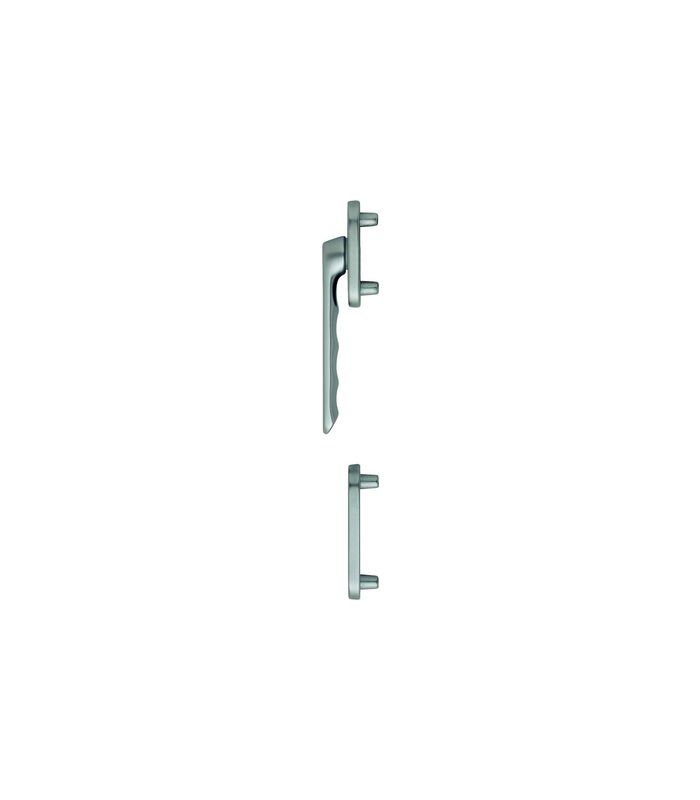 Fenstertür- Halbgarnitur, Profilzylinder gelocht, Luxembourg 099KH/66N/66NS, Nockendurchmesser 10, Aluminium stahlfarbig