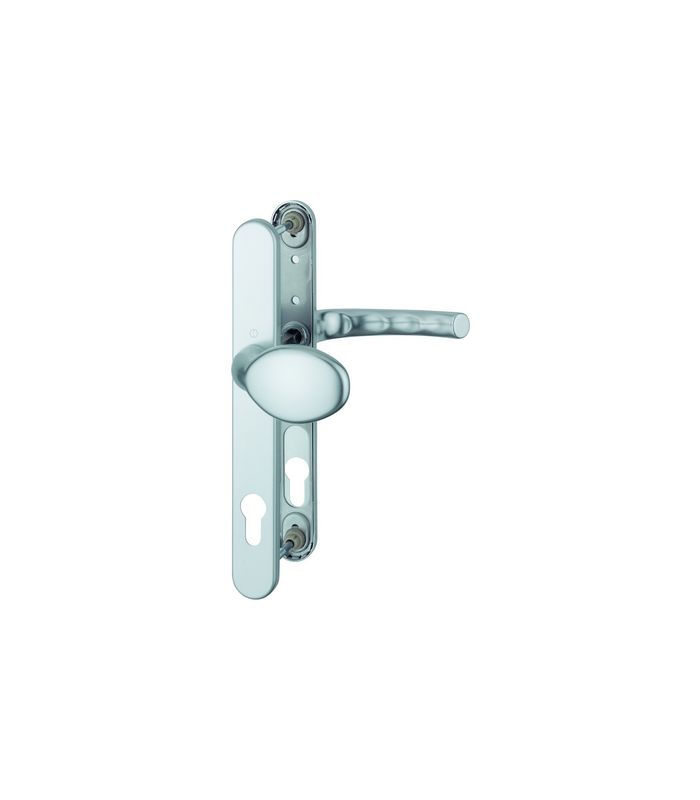 HOPPE Wechselgarnitur Tôkyô 76G/3346/1710RH, Langschild, oval, Profilzylinder gelocht, Entfernung 92mm, Vierkant 8mm, Türstärke 57 - 67mm, Befestigungstechnik mit Stütznocken, silber, naturfarben, eloxiert, mit Hülse 8/10
