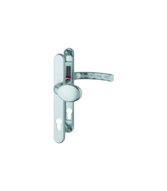 HOPPE Wechselgarnitur Liège 76G/3347N/1540, Langschild, oval, Profilzylinder gelocht, Entfernung 92mm, Vierkant 8mm, Türstärke 72 - 82mm, Befestigungstechnik mit Stütznocken, silber, naturfarben, eloxiert