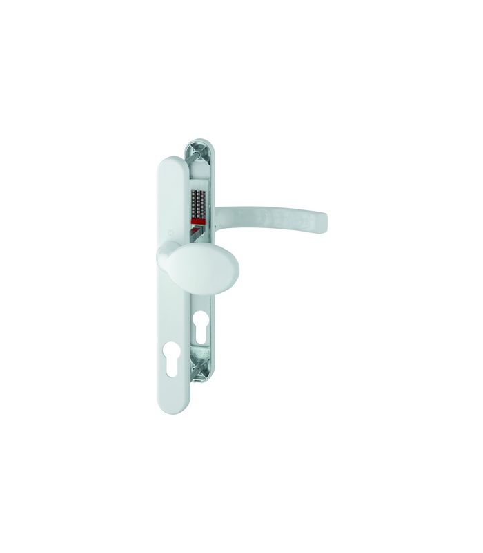 HOPPE Wechselgarnitur Liège 76G/3347N/1540, Langschild, oval, Profilzylinder gelocht, Entfernung 92mm, Vierkant 8mm, Türstärke 72 - 82mm, Befestigungstechnik mit Stütznocken, weiß, verkehrsweiß, beschichtet