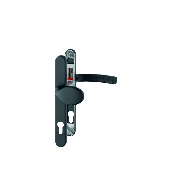 HOPPE Wechselgarnitur Liège 76G/3347N/1540, Langschild, oval, Profilzylinder gelocht, Entfernung 92mm, Vierkant 8mm, Türstärke 72 - 82mm, Befestigungstechnik mit Stütznocken, schwarz, schwarz matt